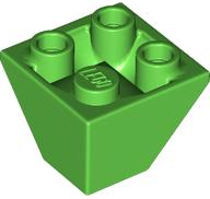 Brick Sloped Inverted 45° 2 x 2 Double Convex in Bright Green