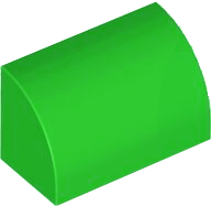 Brick Curved 1 x 2 x 1 No Studs in Bright Green