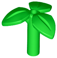 Plant, Stem with 3 Leaves and Bottom Pin in Bright Green