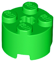 Brick Round 2 x 2 with Axle Hole in Bright Green