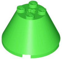 Cone 4 x 4 x 2, Axle Hole [Plain] in Bright Green