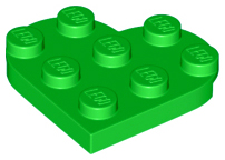 Plate Angled 3 x 3 with Heart Shape in Bright Green