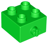 Duplo Brick 2 x 2 Pin on Side in Bright Green