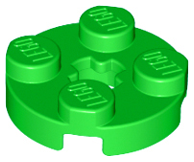 Plate Round 2 x 2 with Axle Hole Type 1 (+ Opening) in Bright Green