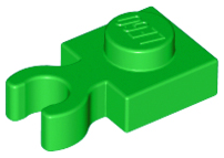 Plate Special 1 x 1 with Clip Vertical [Thick Open O Clip] in Bright Green