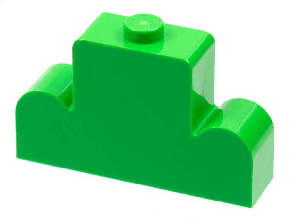 Brick Curved 1 x 4 x 2 Centre Stud Top in Bright Green