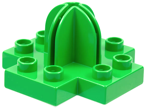 Duplo Plate 4 x 4 with 2 x 2 x 2 Dome Top and Cross Cut Slots in Bright Green