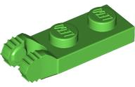 Hinge Plate 1 x 2 Locking with 2 Fingers On End, without Groove, 7 Teeth in Bright Green