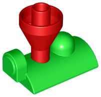 Duplo Train Steam Engine Funnel Top, Red Top in Bright Green