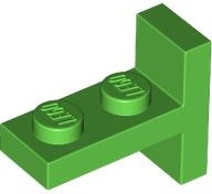Bracket 1 x 2 with 1 x 2 Vertical Studs in Bright Green