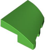 Brick Wedged, Curved 2 x 2 with Stud Notch Left in Bright Green