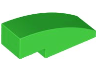 Brick Curved 3 x 1 No Studs in Bright Green