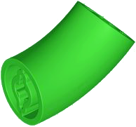 Brick Round 2 x 2 D. Tube with 45° Elbow and Axle Holes (Crossholes) at Each End [LONG] in Bright Green