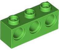 Technic Brick 1 x 3 [3 Pin Holes] in Bright Green