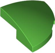 Brick Round Corner, Curved 2 x 2 x 2/3 Quarter Circle With 1 x 1 Bottom Cutout in Bright Green