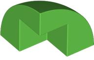 Brick Round Corner, Curved 2 x 2 x 1 2/3 Quarter Dome with 1 Cutout in Bright Green