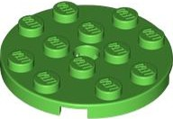Plate Round 4 x 4 with Pin Hole in Bright Green
