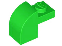 Brick Curved 1 x 2 x 1 1/3 with Curved Top in Bright Green