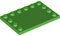 Plate Special 4 x 6, Studs on 3 Edges in Bright Green