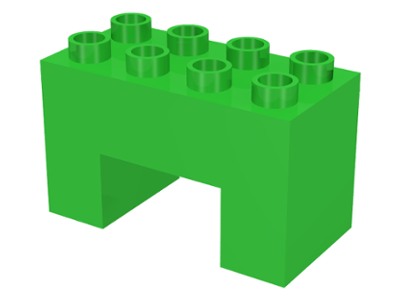 Duplo Brick 2 x 4 x 2 with 2 x 2 Square Arch in Bright Green