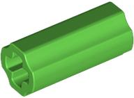 Technic Axle Connector Smooth [with x Hole + Orientation] in Bright Green