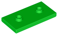 Plate Special 2 x 4 with Groove and Two Center Studs (Jumper) in Bright Green