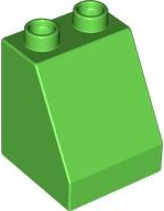 Duplo Brick 2 x 2 x 2 Slope in Bright Green