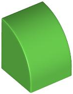 Brick Curved 1 x 1 in Bright Green