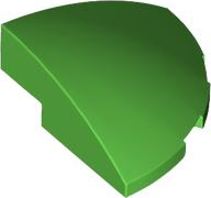 Brick Round Corner, Curved 3 x 3 x 1 Quarter Circle in Bright Green