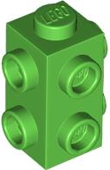 Brick Special 1 x 1 x 1 2/3 with 6 Studs on 3 Sides in Bright Green