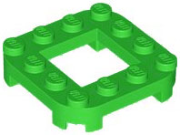 Plate Round Corners 4 x 4 x 2/3 Circle with 2 x 2 Opening in Bright Green
