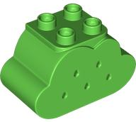 Duplo Brick 2 x 4 x 2 Cloud with Holes in Bright Green