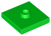 Plate Special 2 x 2 with Groove and Center Stud (Jumper) in Bright Green
