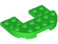 Plate Round Corners Double 4 x 6 with 2 x 2 Cutout and 2 x 6 Raised Studs in Bright Green