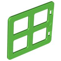 Duplo Door / Window with Four Equal Square Cornered Panes in Bright Green