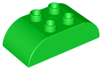 Duplo Brick 2 x 4 Curved Top in Bright Green