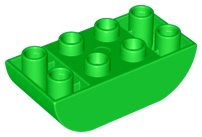 Duplo Brick 2 x 4 Curved Bottom in Bright Green