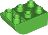 Duplo Brick 2 x 3 with Curved Bottom in Bright Green