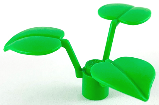 Plant, 1 x 1 x 2/3 - 3 Large Leaves in Bright Green