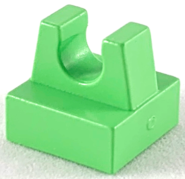 Tile Special 1 x 1 with Clip and Straight Tips in Medium Green