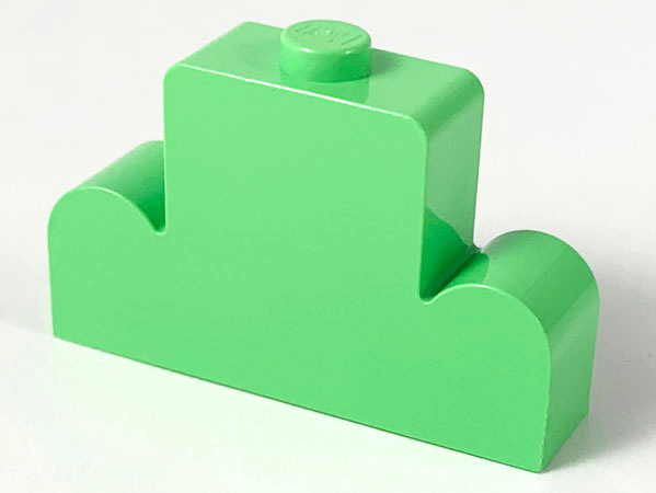 Brick Curved 1 x 4 x 2 Centre Stud Top in Medium Green