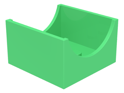 Box 4 x 4 x 2 Bottom with Semicircle Cut-out Ends in Medium Green