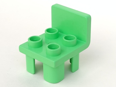 Duplo Chair with 4 Studs and Squared Back in Medium Green
