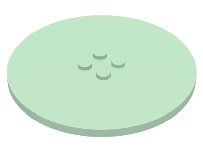 Plate Special Round 8 x 8 with 2 x 2 Center Studs with Groove in Light Green