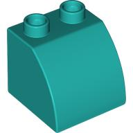Duplo Brick 2 x 2 x 1 1/2 with Curved Top in Dark Turquoise
