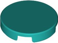 Tile Round 2 x 2 with Bottom Stud Holder in Dark Turquoise