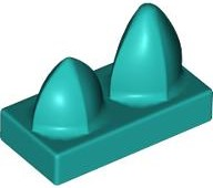 Tile Special 1 x 2 with Two Vertical Teeth / Tooth in Dark Turquoise