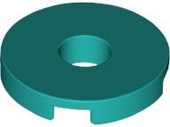 Tile Special Round 2 x 2 with Hole in Dark Turquoise