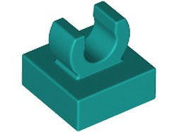 Tile Special 1 x 1 with Clip with Rounded Edges in Dark Turquoise