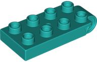 Duplo Plate 2 x 5 with 8 Studs and Hinge in Dark Turquoise